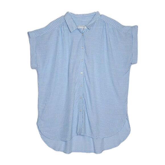Loft Tops - LOFT Striped Dolman Sleeve Tunic Shirt Blue White High Low Women's XL Coastal